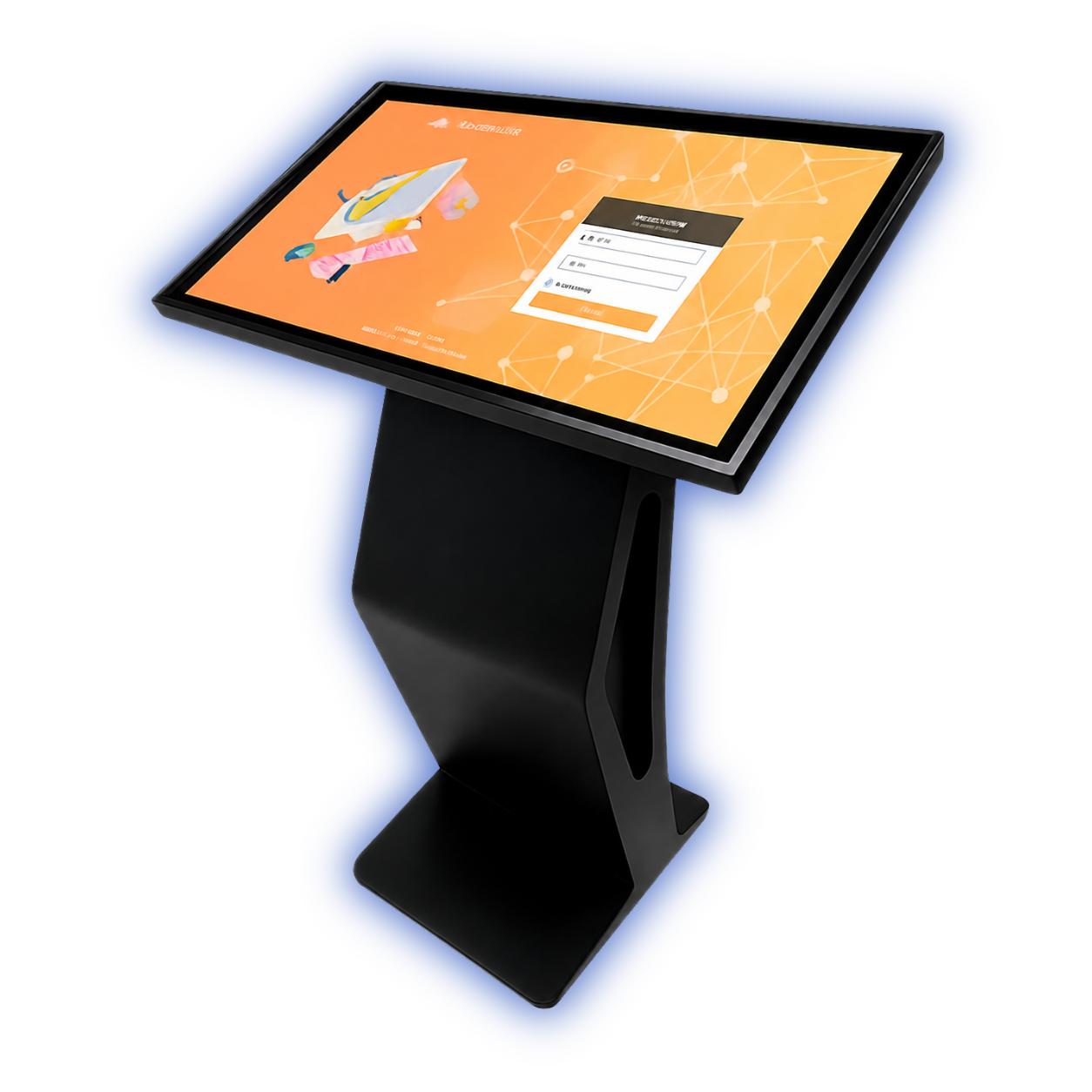 Kiosko LCD interactivo en Soporte K Yovisual — vista en perspectiva
