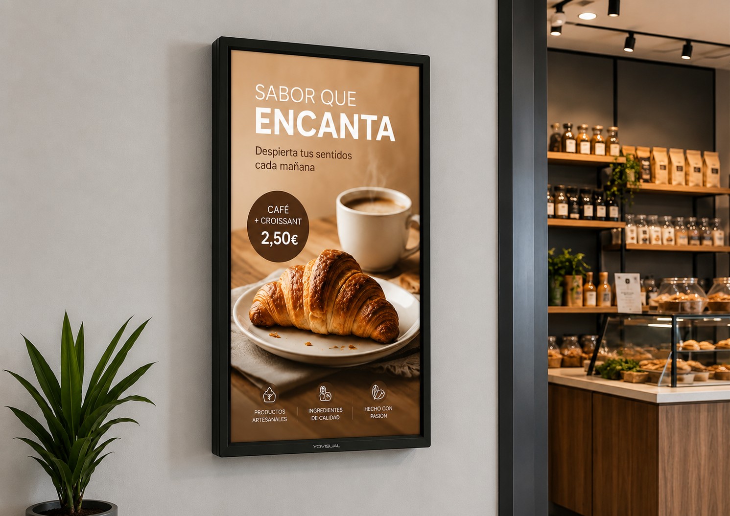 Pantallas publicitarias instaladas en negocios