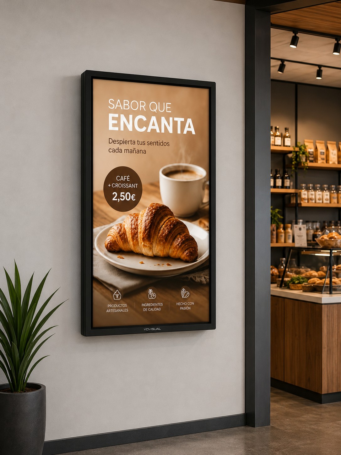 Pantallas publicitarias LCD instaladas en negocios de hostelería y retail