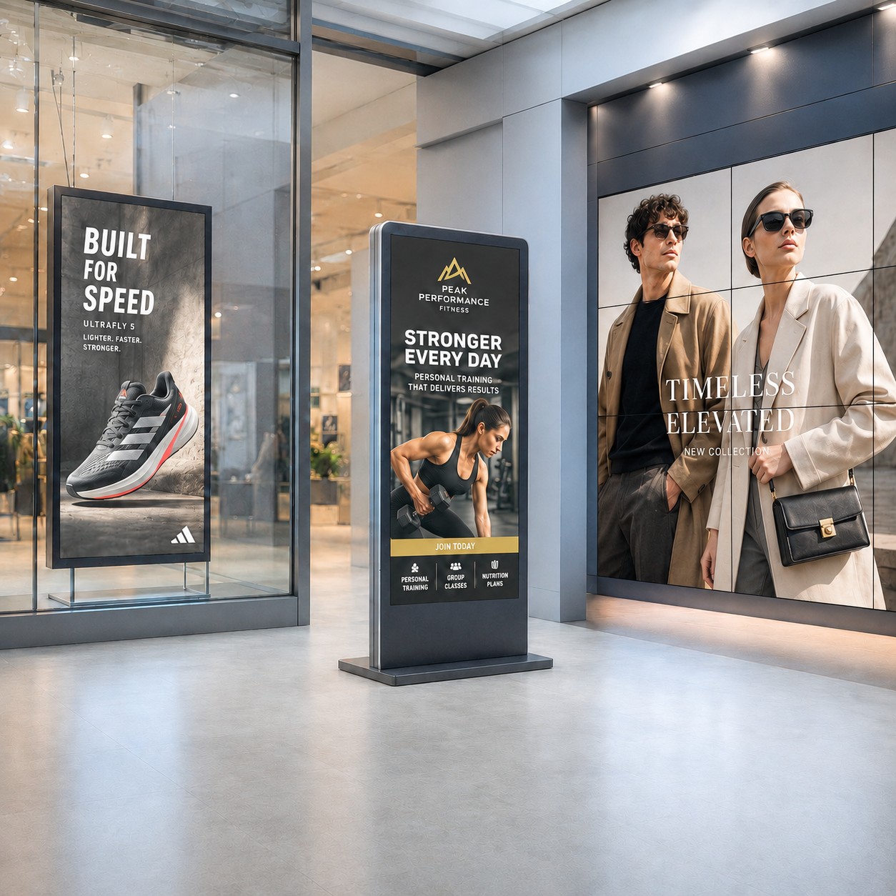 Pantallas publicitarias LCD para interiores comerciales