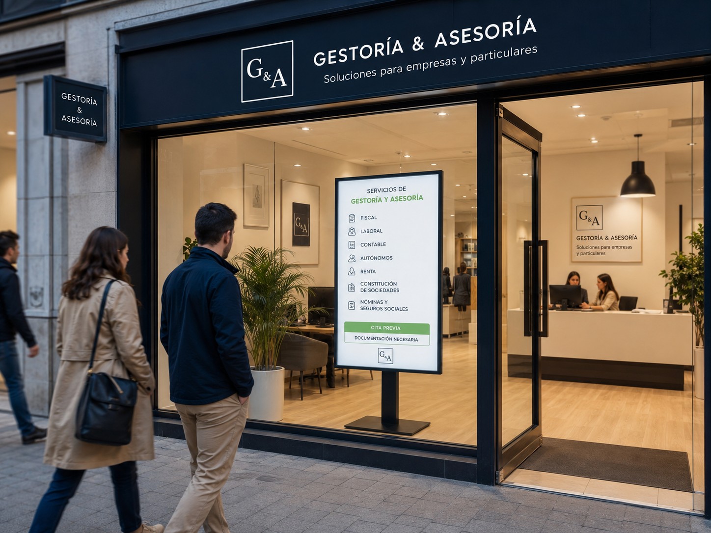 Pantalla de escaparate para asesoría o gestoría