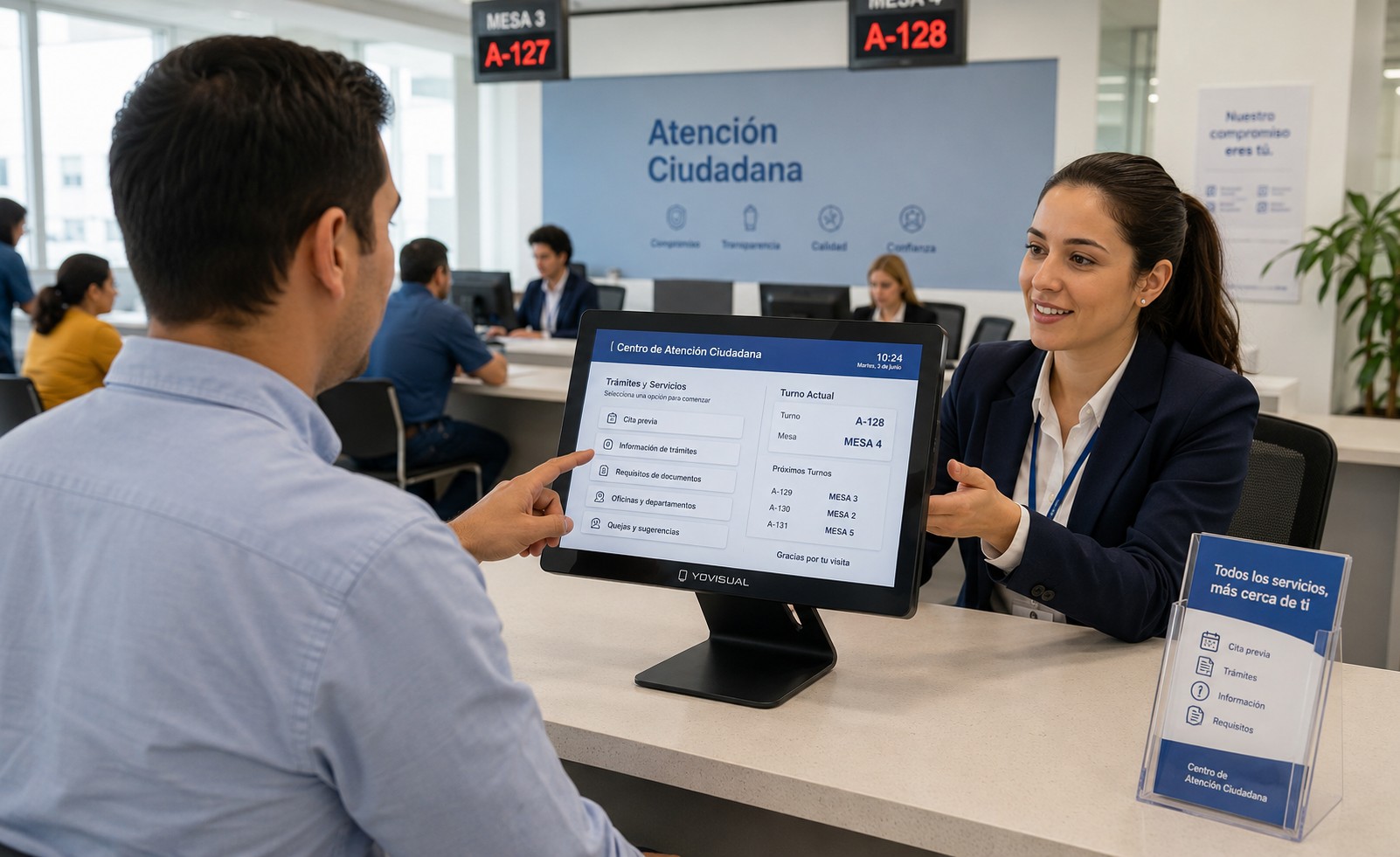 Pantalla digital de turnos para organismos públicos