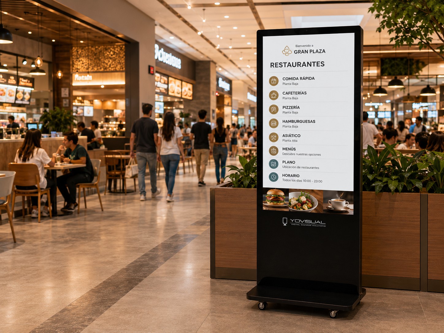 Tótem vertical digital en centro comercial