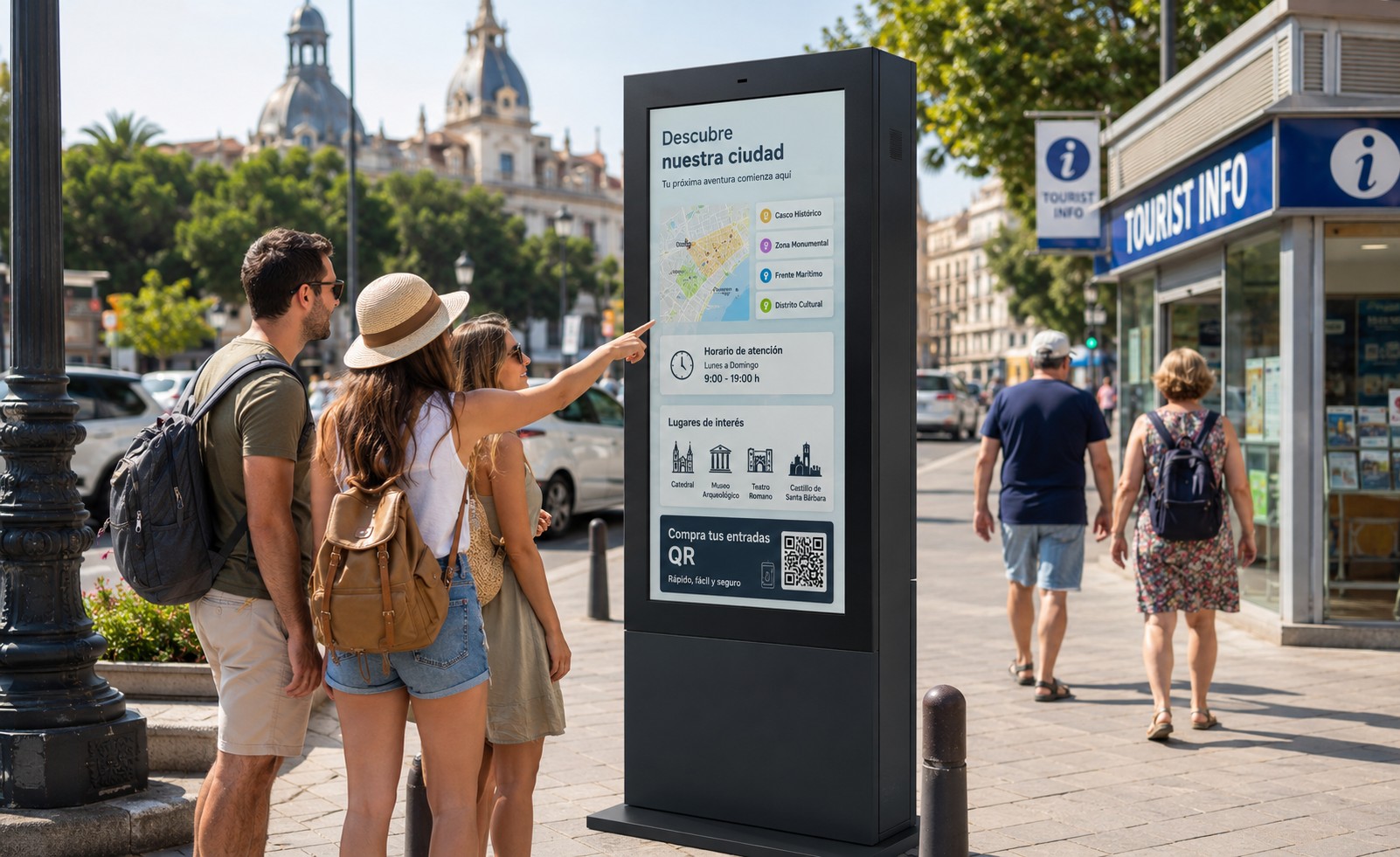 Pantalla de escaparate para edificios públicos
