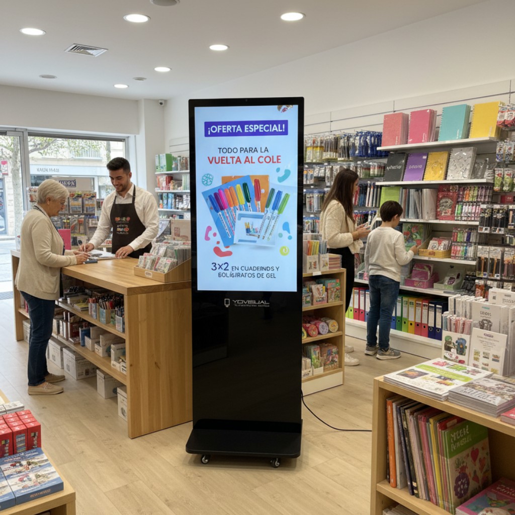 Tótem publicitario LCD de interior en espacio profesional