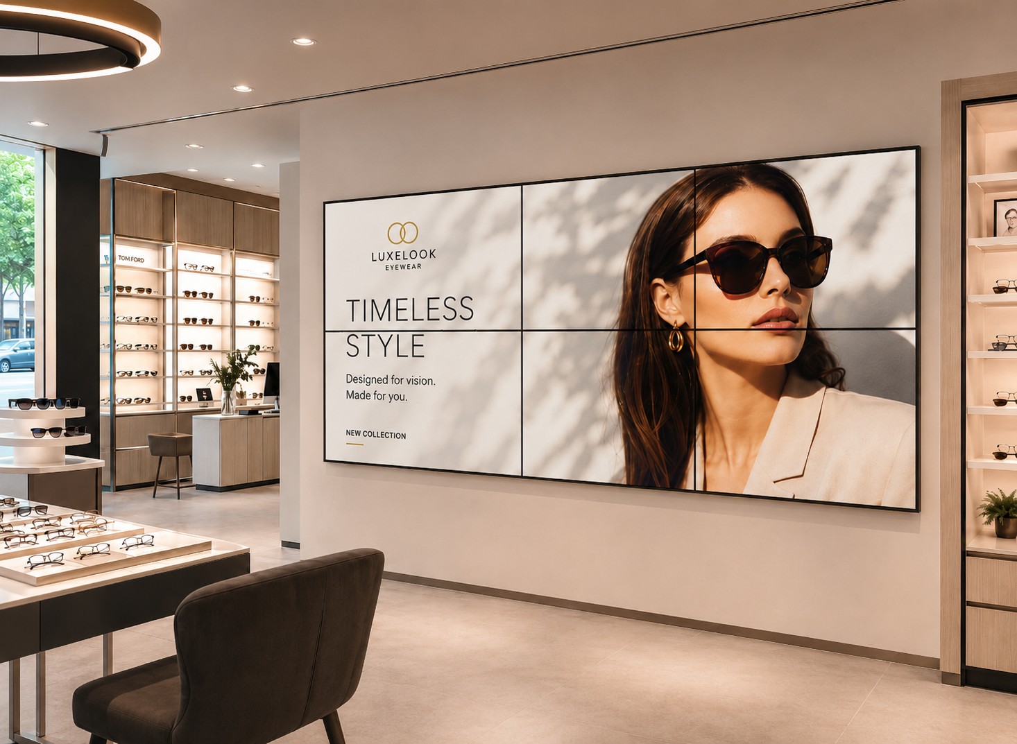 Panel modular instalado en un comercio