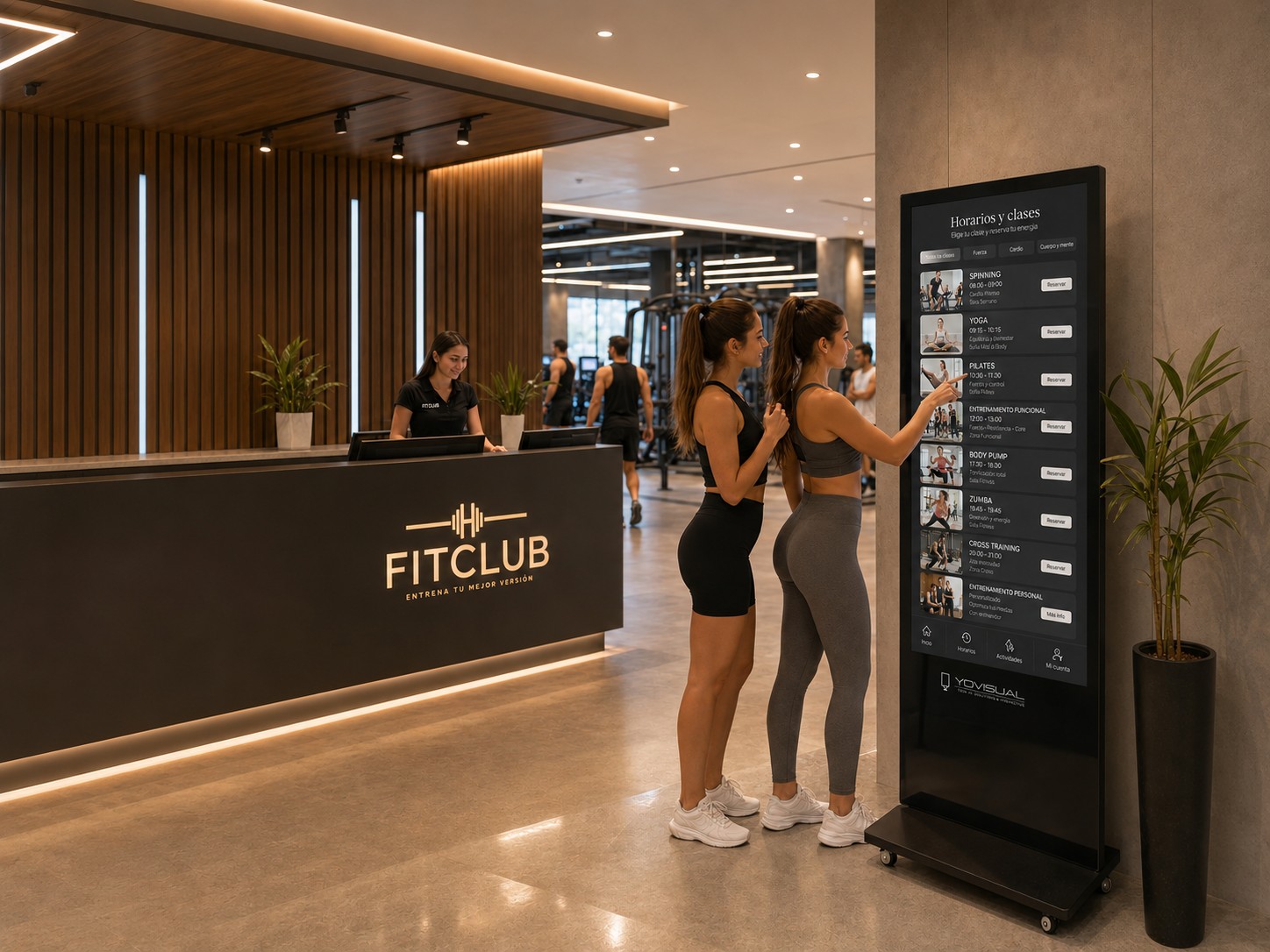 Tótem LCD de interior en gimnasio