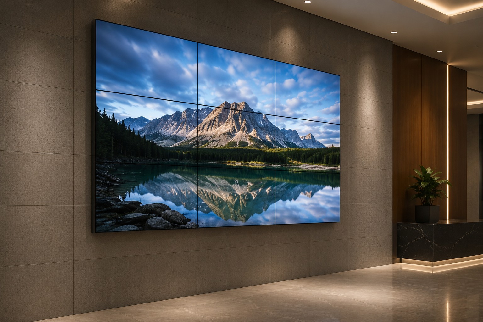 Panel modular LCD instalado en pared