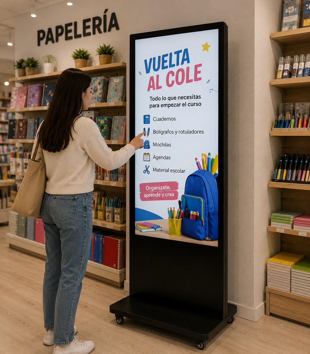 Pantallas publicitarias para papelerías