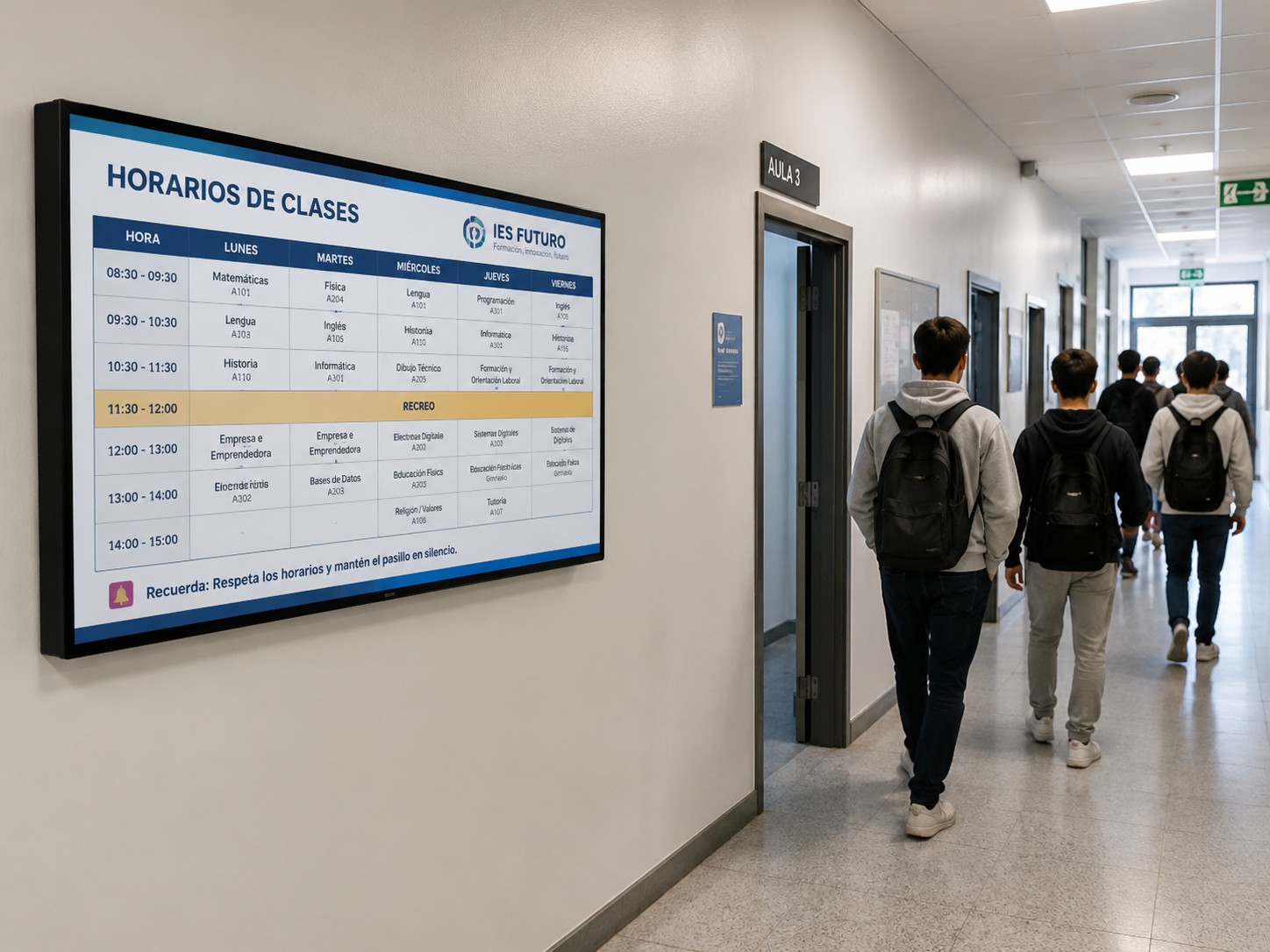 Pantalla mural para colegios, academias y universidades