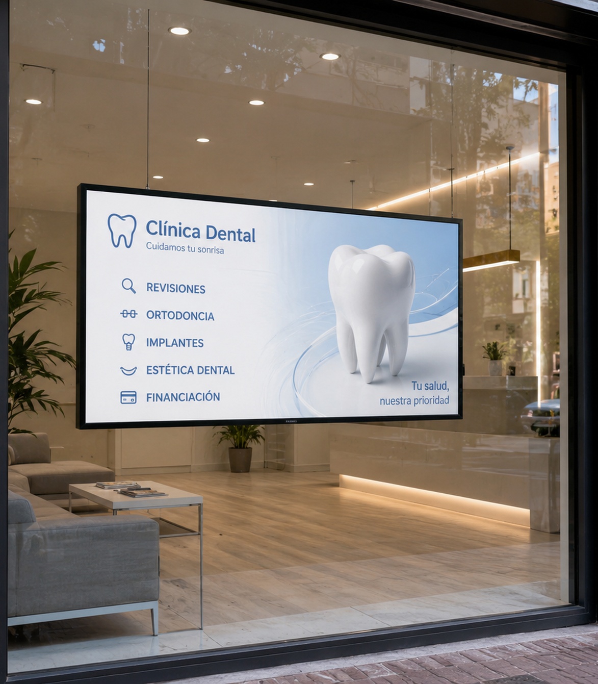 Pantallas publicitarias para clínicas dentales