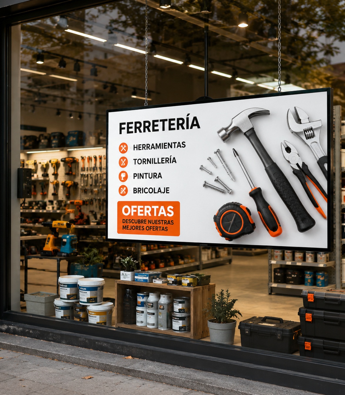 Pantallas publicitarias para ferreterías