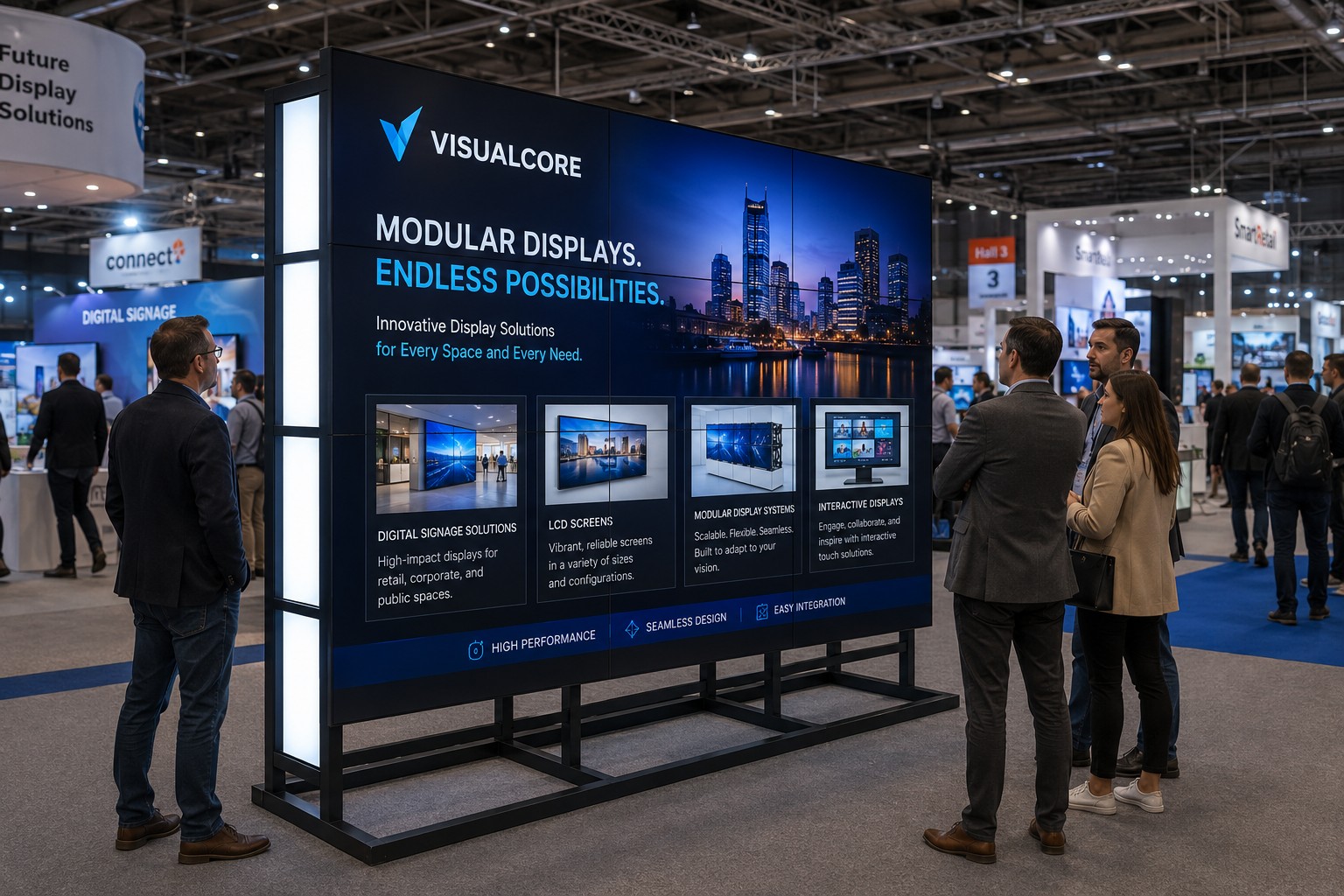 Panel modular LCD con soporte de suelo