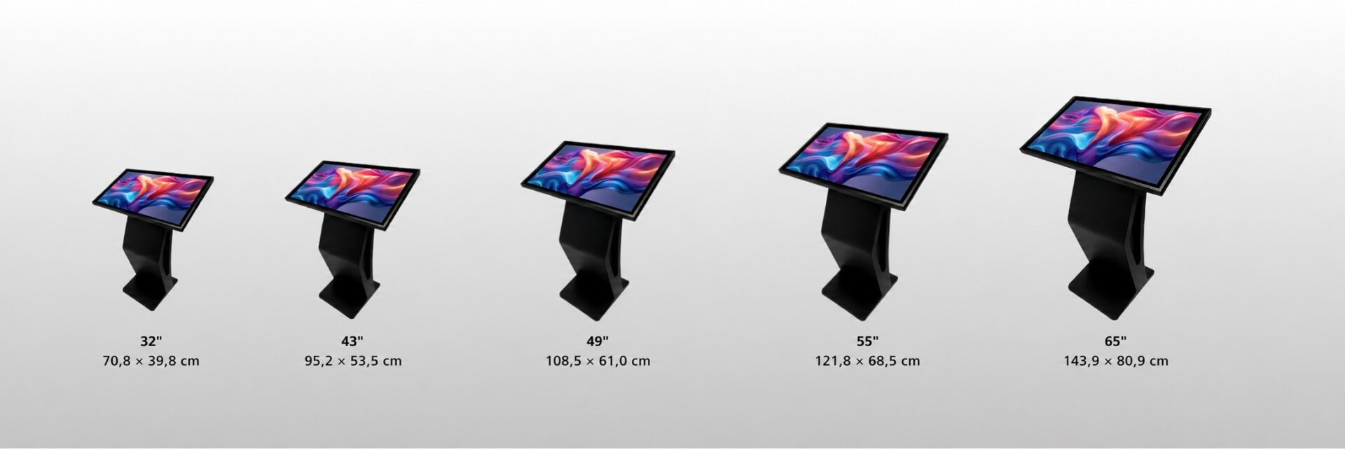 Medidas de la pantalla Kiosk Táctil LCD de Interior