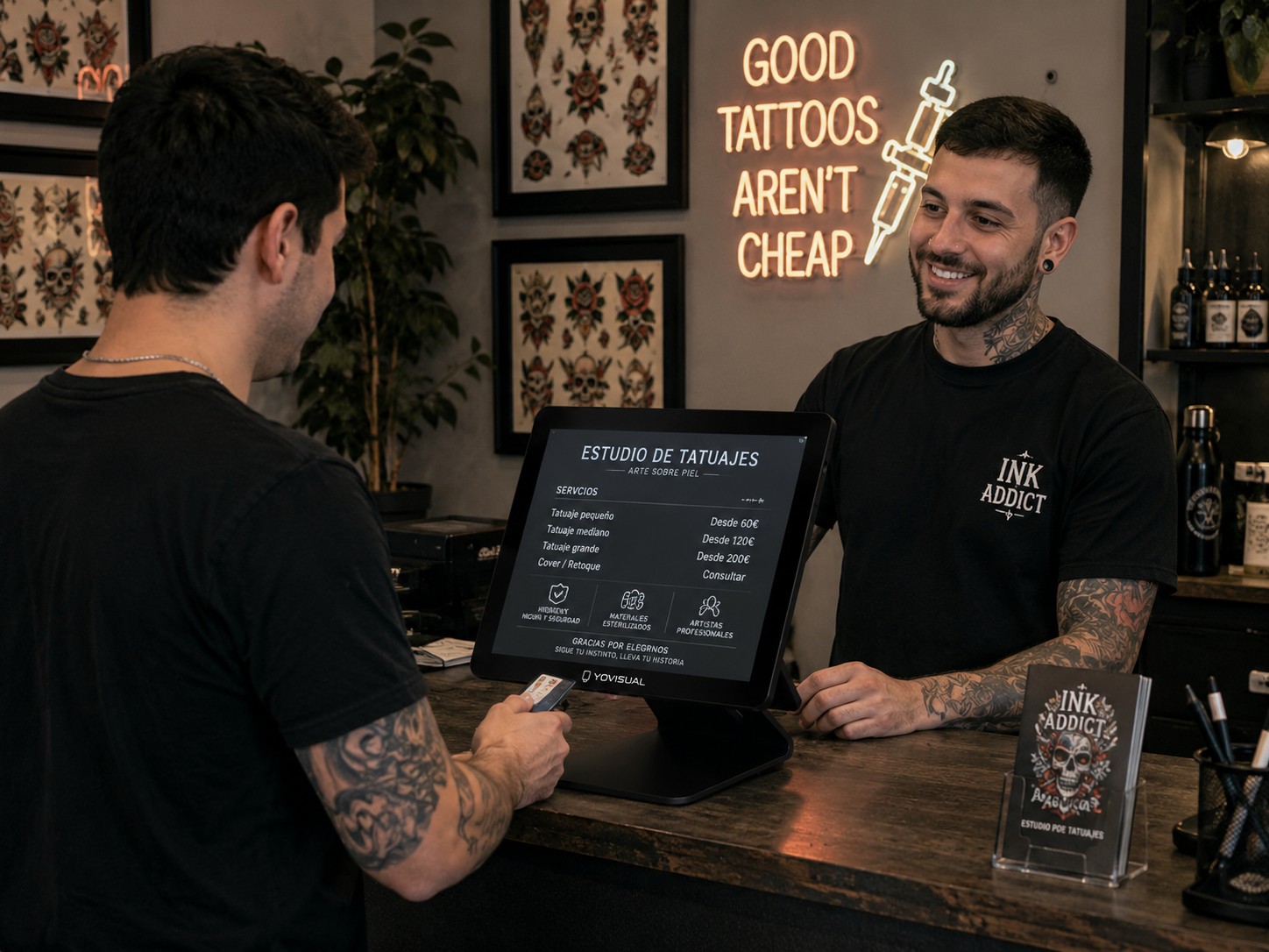 Pantalla de sobremesa para estudios de tatuajes