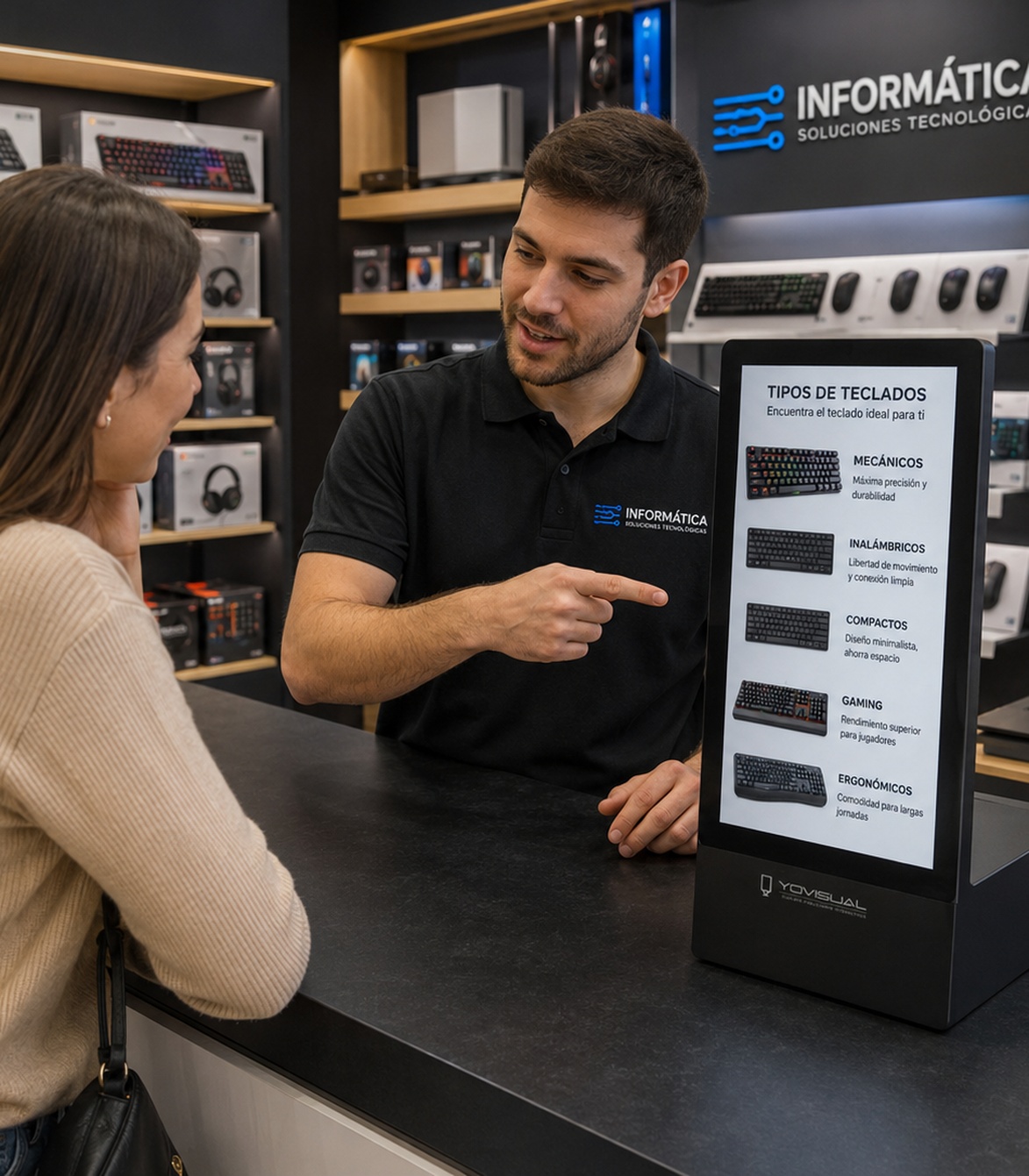 Pantallas publicitarias para tiendas de informática