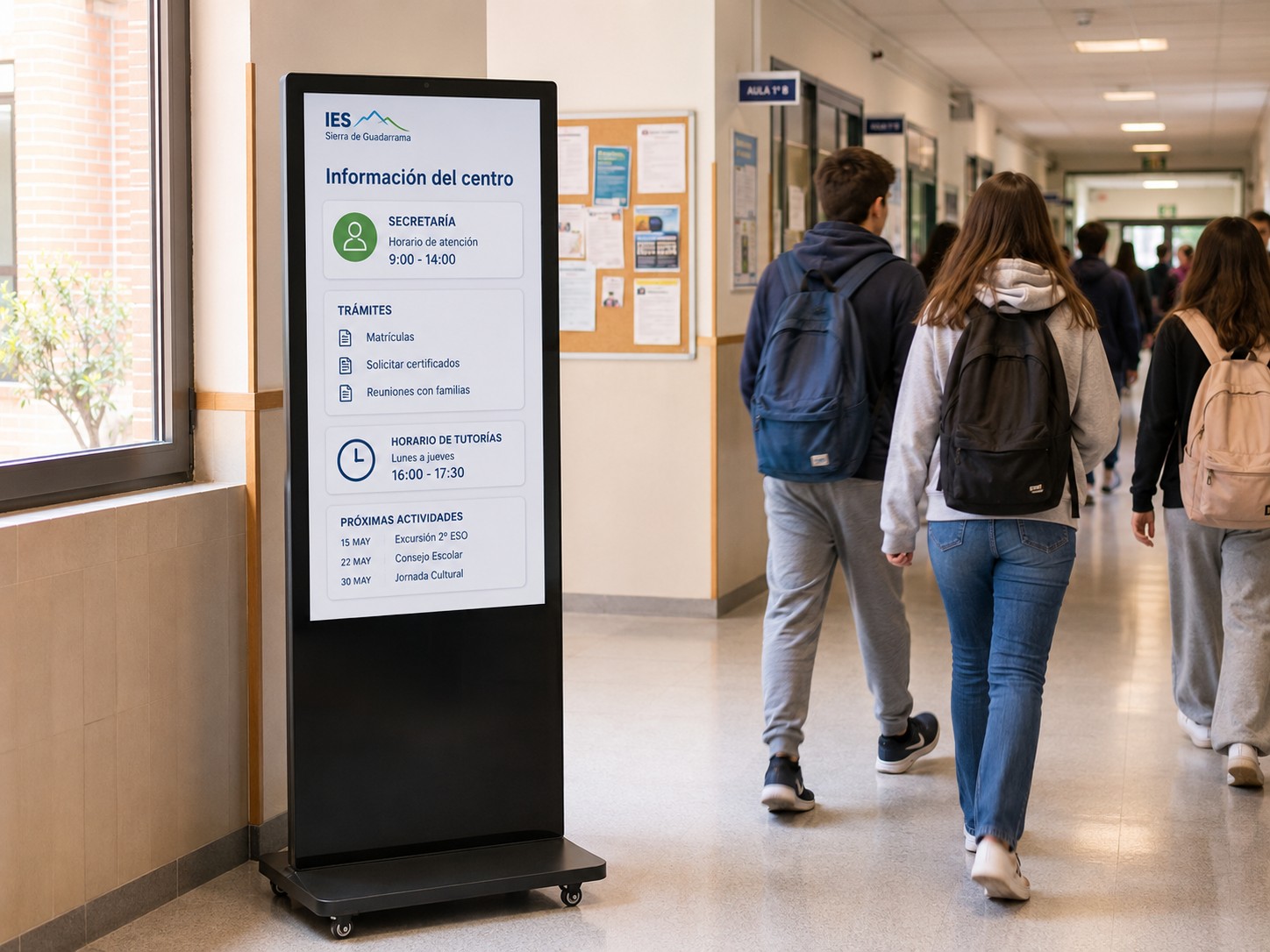 Tótem vertical de interior para centros educativos