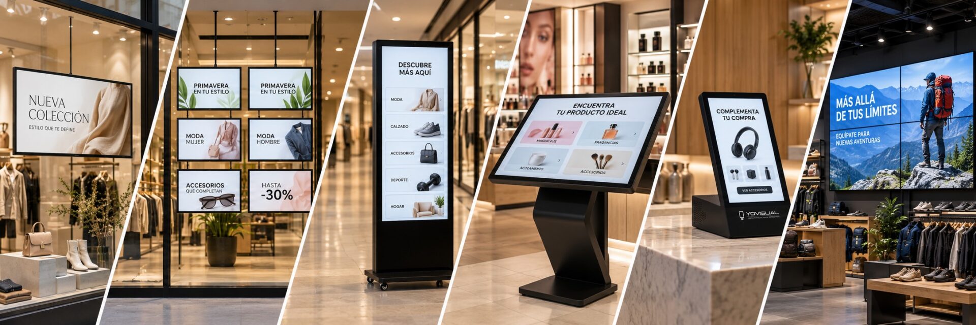 Pantallas publicitarias para comercios integradas en una óptica