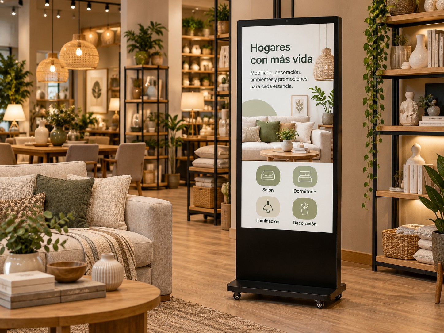 Pantallas publicitarias para tiendas de hogar