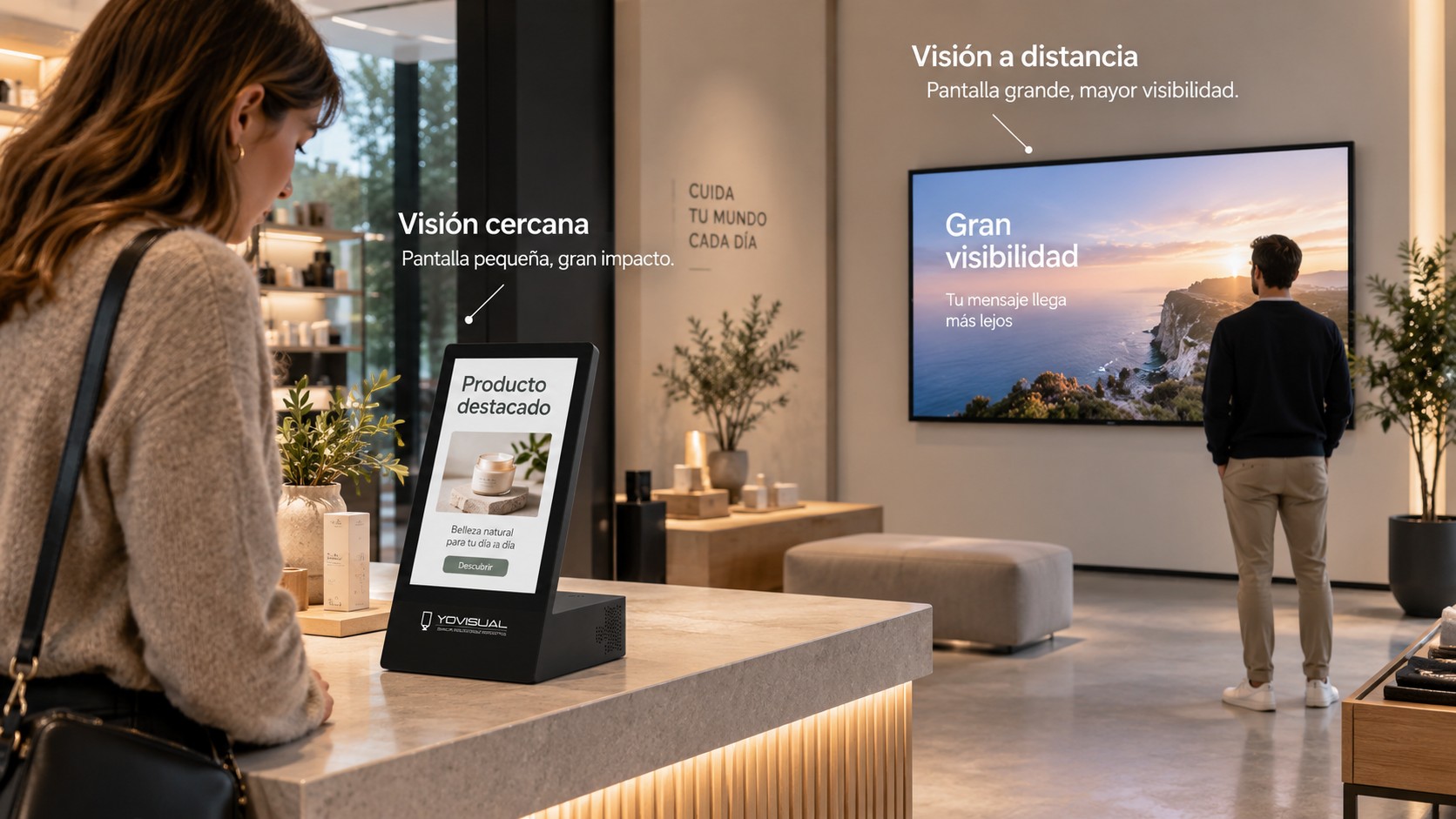 Distancia de visualización y tamaño de una pantalla publicitaria