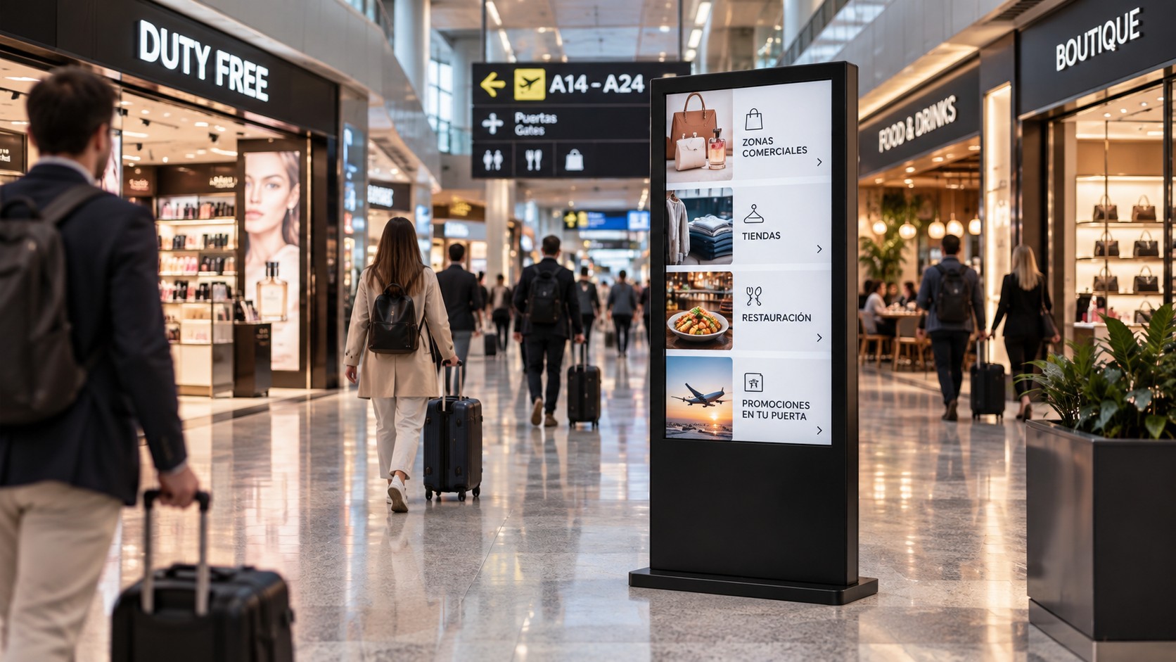Pantallas digitales en aeropuertos