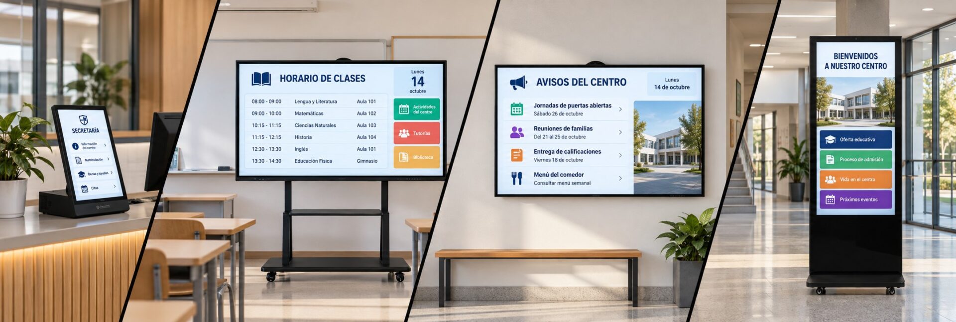Aula moderna equipada con soluciones digitales para educación