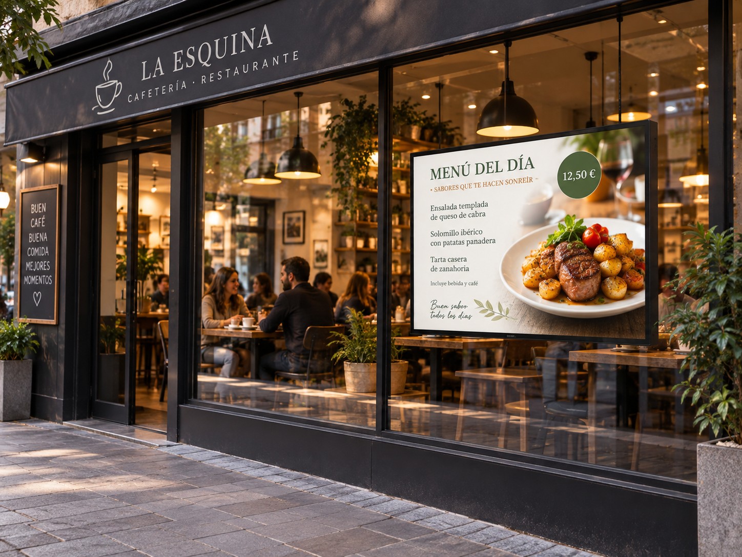Pantalla de escaparate para restaurante