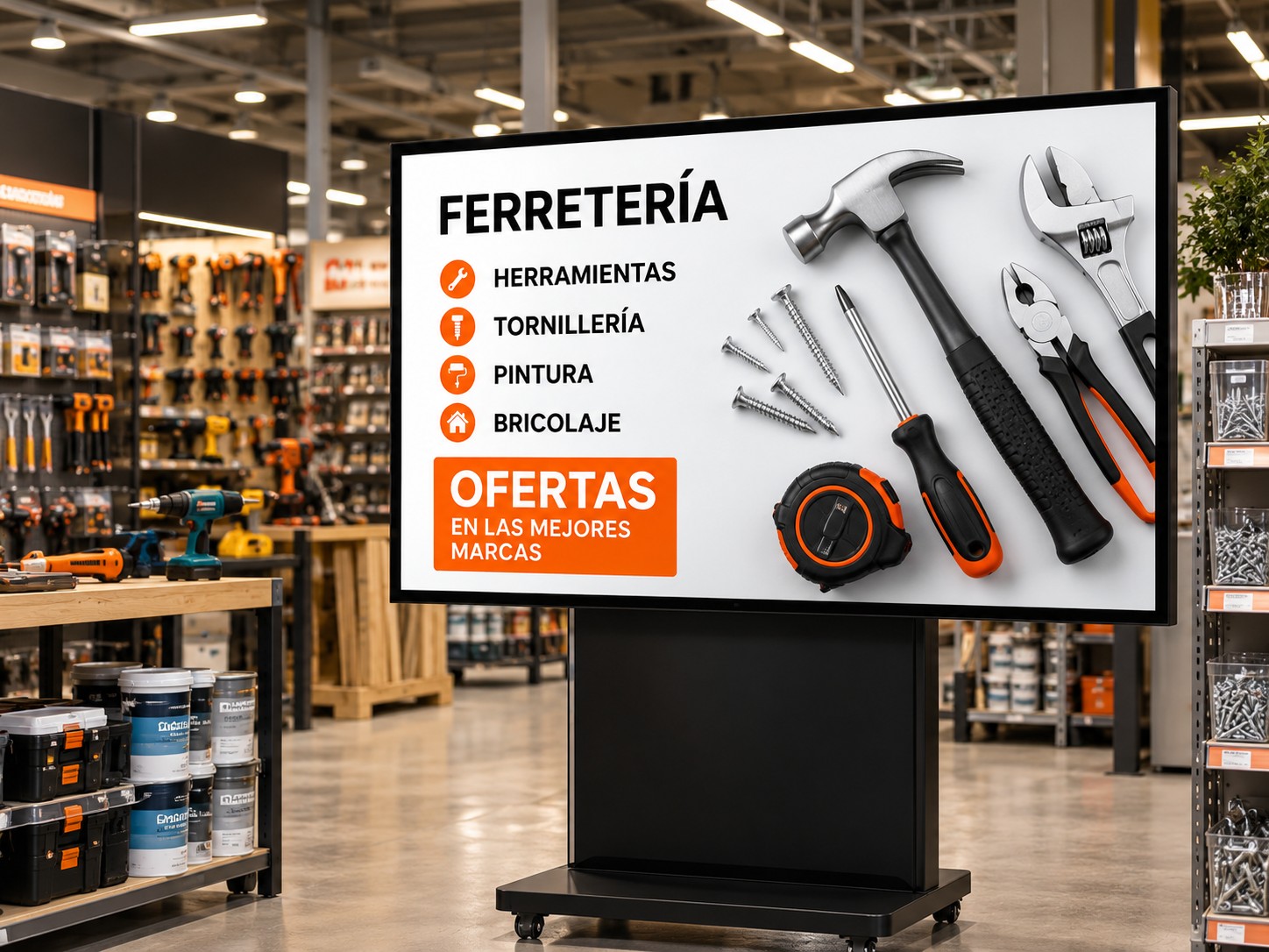 Pantallas publicitarias para ferreterías