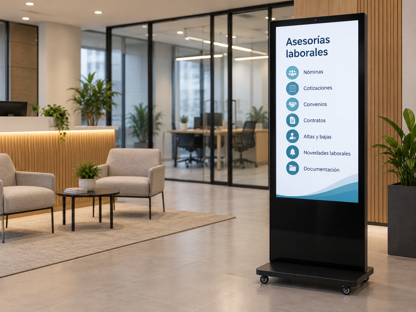 Pantalla digital para asesoría laboral